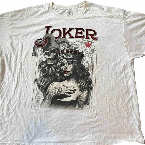 DOM Y2K Joker Shirt Unsex 3XL Short Sleeve Candy Skull Day of the Dead Queen - Picture 1 of 7
